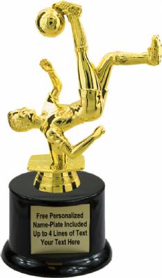 7" Male Bicycle Kick Soccer Trophy Kit with Pedestal Base