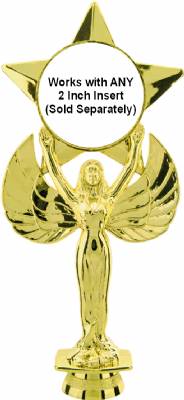 7 5/8" Female Star Victory 2" Insert Holder Gold Trophy Figure #2