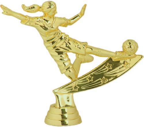 4 3/4" Female Soccer Action Gold Trophy Figure