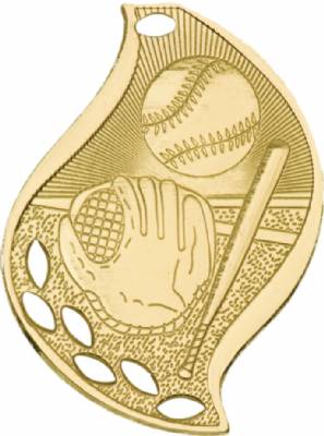 2 1/4" Baseball Flame Series Medal #2