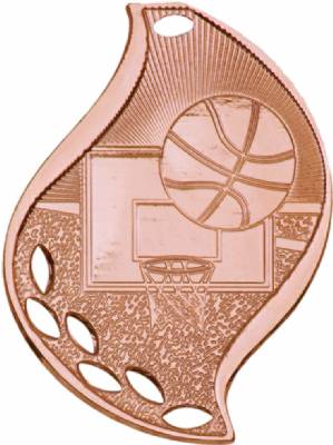 2 1/4" Basketball Flame Series Medal #4