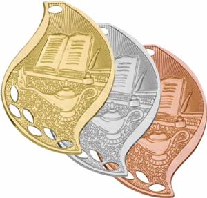 2 1/4" Lamp of Knowledge Flame Series Medal