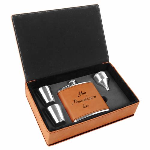 6 oz. Rawhide Leatherette Flask Gift Set #4