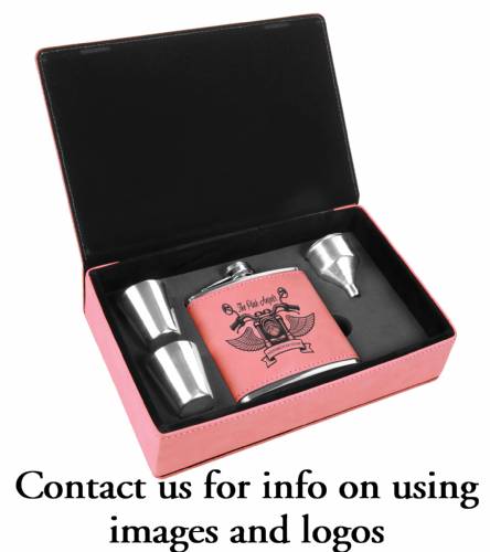 6 oz. Pink Leatherette Flask Gift Set #5