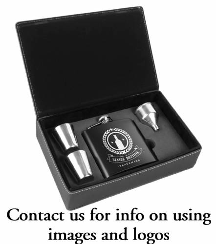 6 oz. Black & Stainless Steel Leatherette Flask Gift Set #5