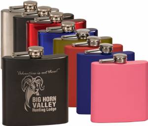 6 oz. Engraveable Stainless Steel Flask - Choose from 7 Colors #1