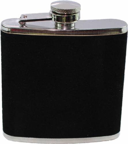 6 oz. Dark Black Velvet covered Stainless Steel Flask