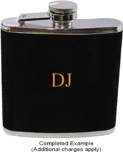 6 oz. Dark Black Velvet covered Stainless Steel Flask #2