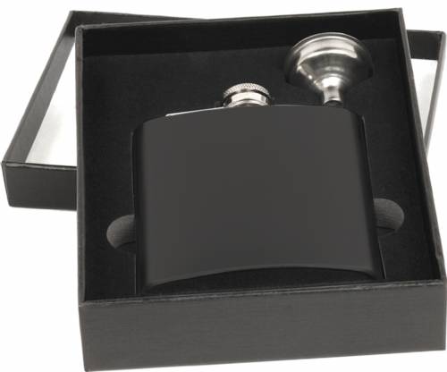 6 oz. Matte Black Flask Set in Black Presentation Box