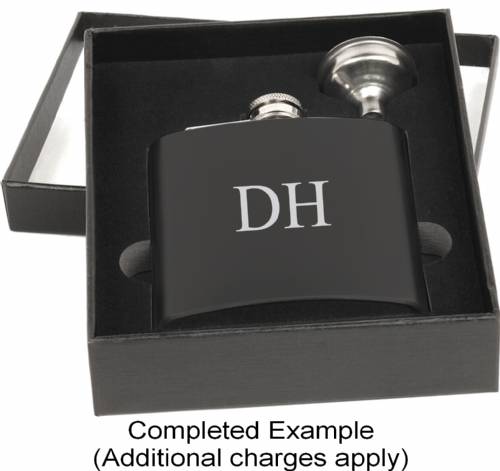 6 oz. Matte Black Flask Set in Black Presentation Box #2