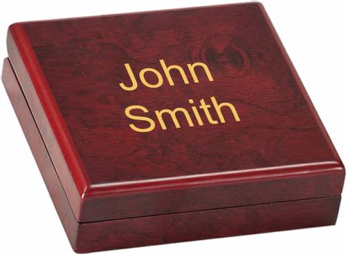 3 3/4" x 3 3/4" Rosewood Finish Gift Presentation Box #2