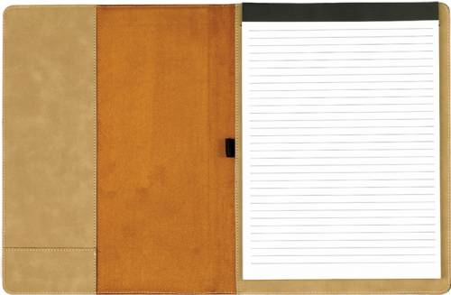 9 1/2" x 12" Light Brown Leatherette Portfolio with Notepad #3