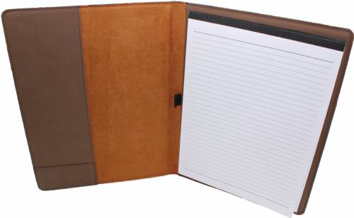 9 1/2" x 12" Dark Brown Leatherette Portfolio with Notepad #3