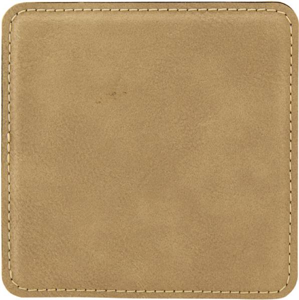 4" Light Brown Square Leatherette Coaster