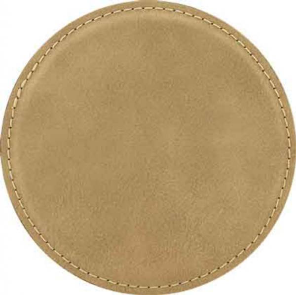 4" Light Brown Round Leatherette Coaster