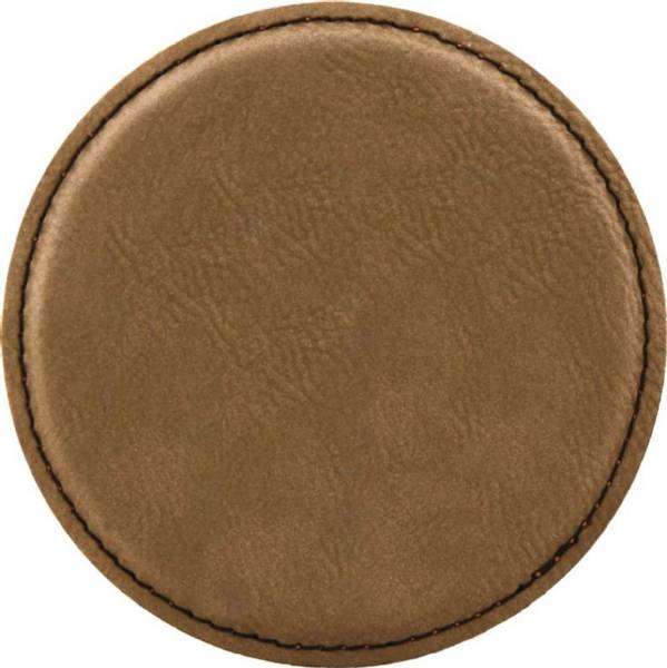4" Dark Brown Round Leatherette Coaster