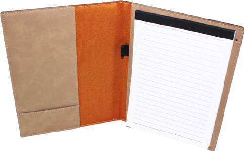 7" x 9" Light Brown Leatherette Portfolio with Notepad #3