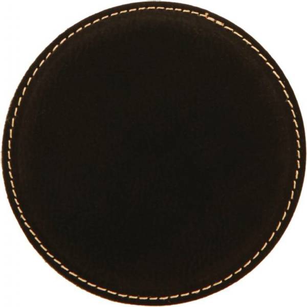 4" Black/Gold Round Leatherette Coaster