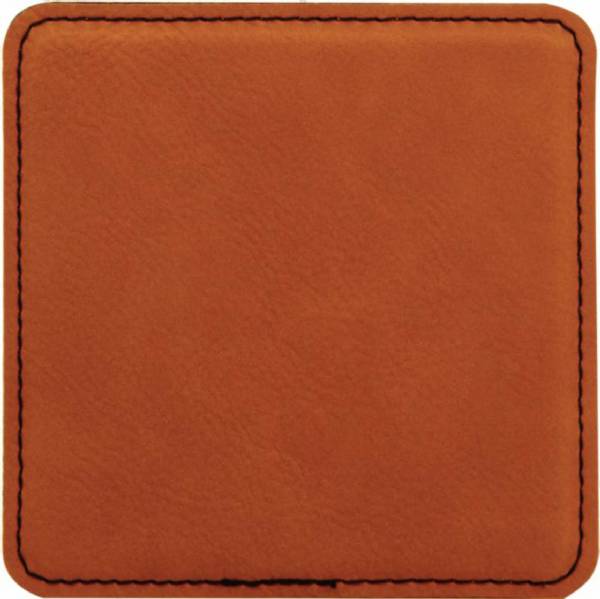 4" Rawhide Square Leatherette Coaster