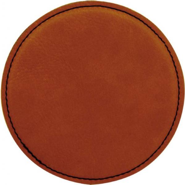 4" Rawhide Round Leatherette Coaster