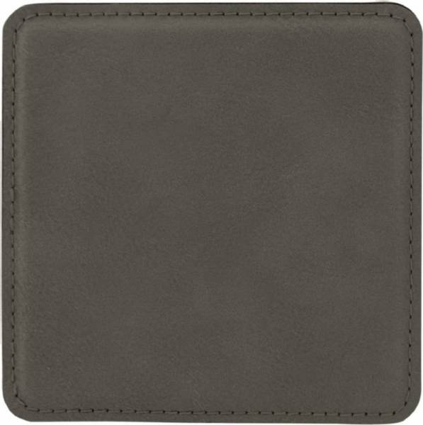 4" Gray Square Leatherette Coaster