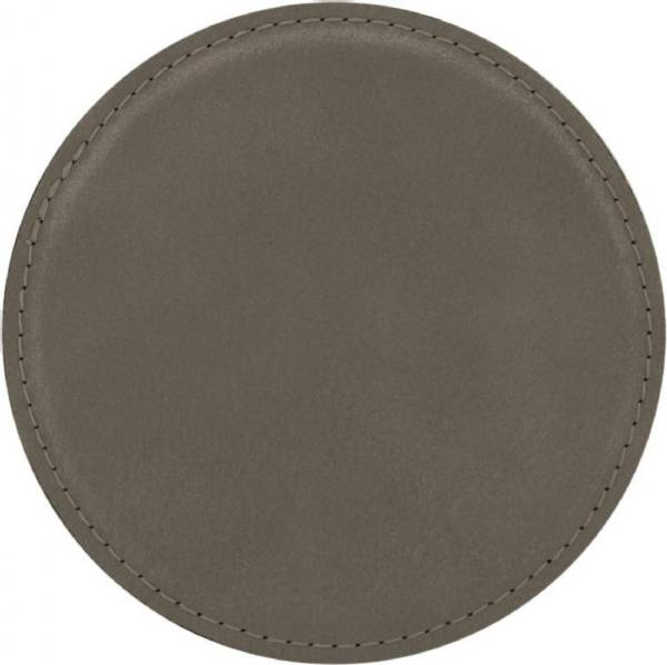 4" Gray Round Leatherette Coaster