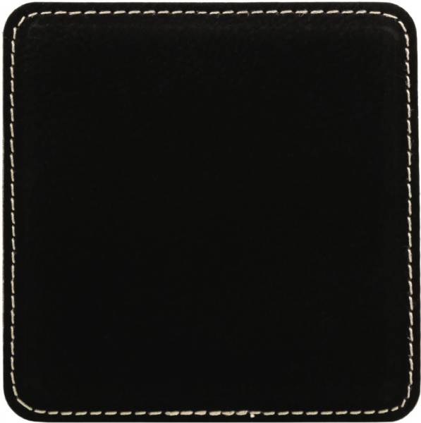 4" Black/Silver Square Leatherette Coaster