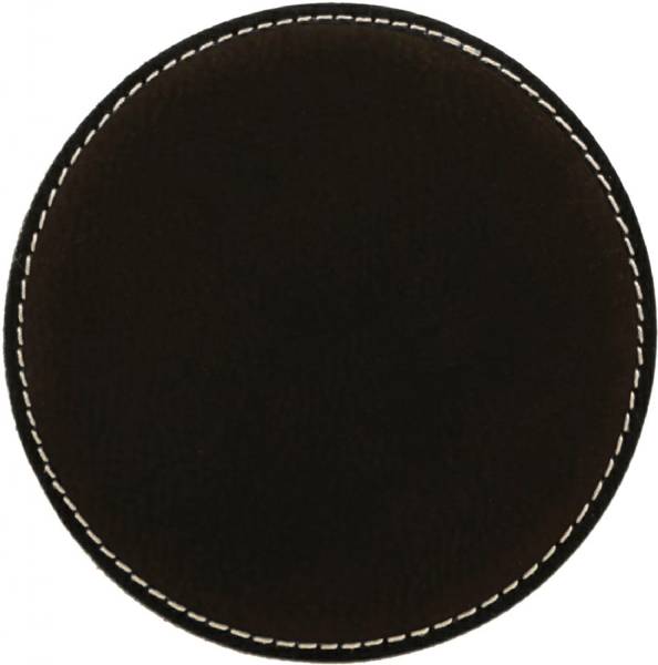 4" Black/Silver Round Leatherette Coaster