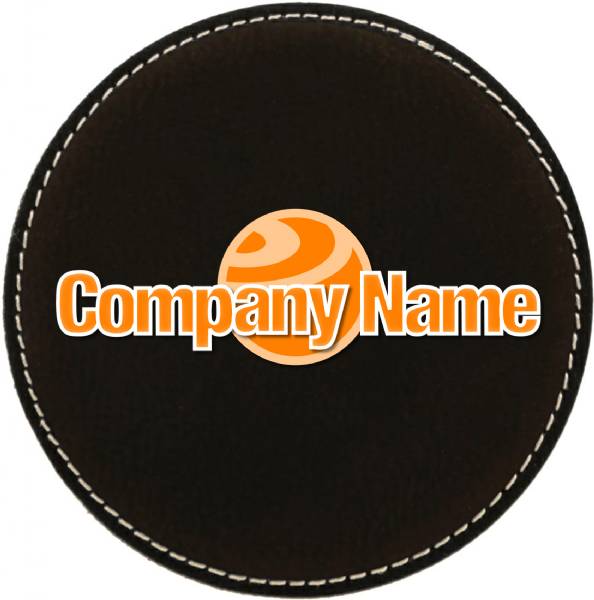 4" Black/Silver Round Leatherette Coaster #2