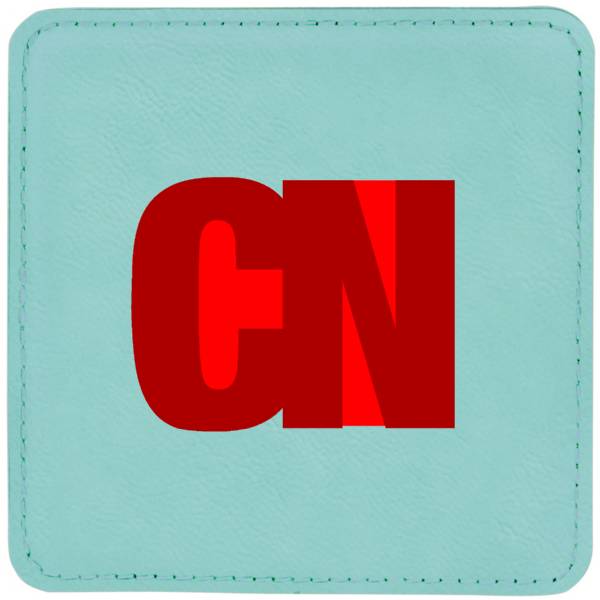 4" Teal Square Leatherette Coaster #2