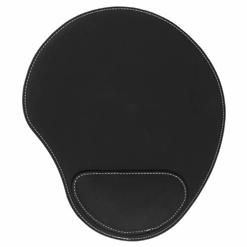 Black & Silver Leatherette Mouse Pad