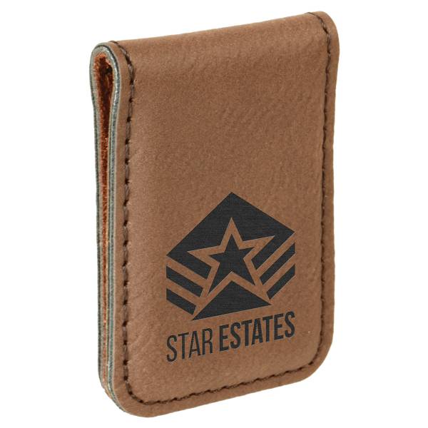 Dark Brown Leatherette Money Clip #3