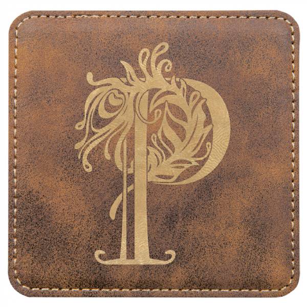 4" Rustic Square Leatherette Coaster #3