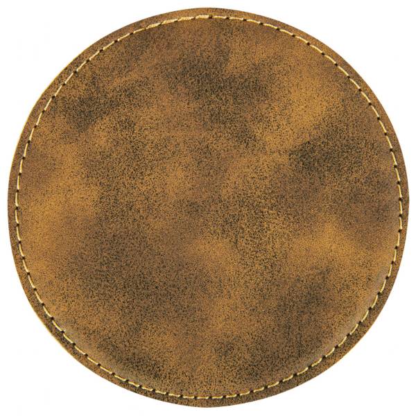 4" Rustic/Gold Round Leatherette Coaster