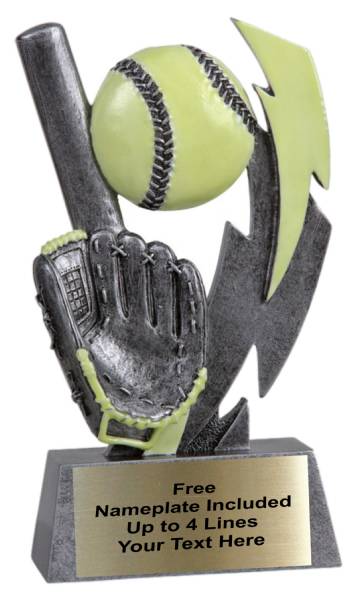 6" Softball Glow in the Dark Resin Trophy