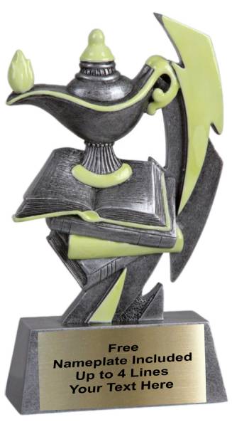 6" Lamp of Knowledge Glow in the Dark Resin Trophy