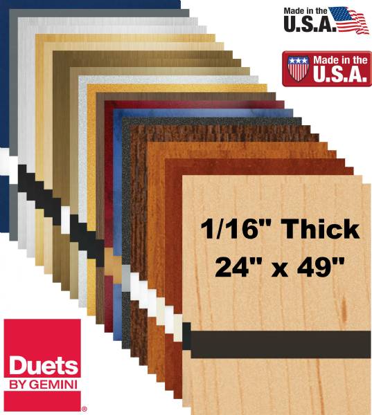 24" x 49" x 1/16" Gemini Duets Laser Indoor Series Engraving Plastic 23 Colors