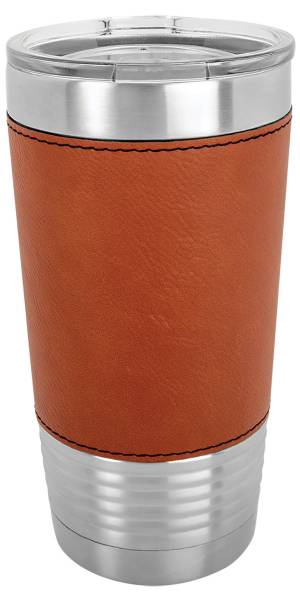 Rawhide/Black 20oz Polar Camel Vacuum Insulated Tumbler with Leatherette Grip