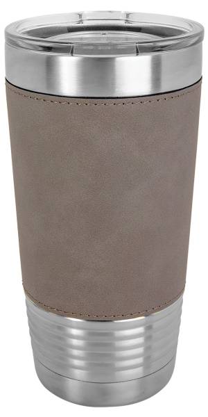 Gray/Black 20oz Polar Camel Vacuum Insulated Tumbler with Leatherette Grip