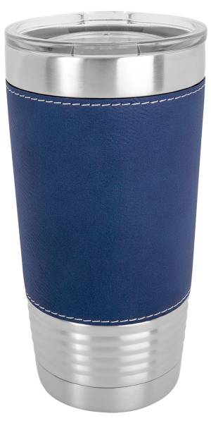 Blue/Silver 20oz Polar Camel Vacuum Insulated Tumbler with Leatherette Grip