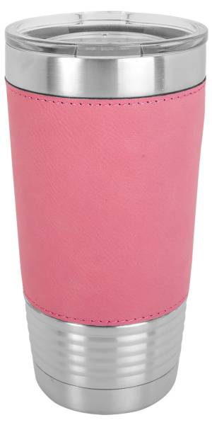 Pink/Black 20oz Polar Camel Vacuum Insulated Tumbler with Leatherette Grip