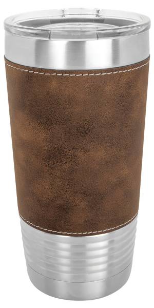 Rustic/Silver 20oz Polar Camel Vacuum Insulated Tumbler with Leatherette Grip