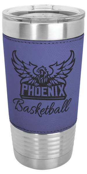 Purple/Black 20oz Polar Camel Vacuum Insulated Tumbler with Leatherette Grip #2