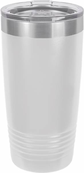 Laser Engravable White 20oz Polar Camel Vacuum Insulated Tumbler with Clear Lid