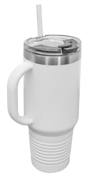 White 40oz Polar Camel Vacuum Insulated Travel Mug with Straw