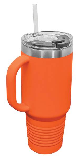 Orange 40oz Polar Camel Vacuum Insulated Travel Mug with Straw