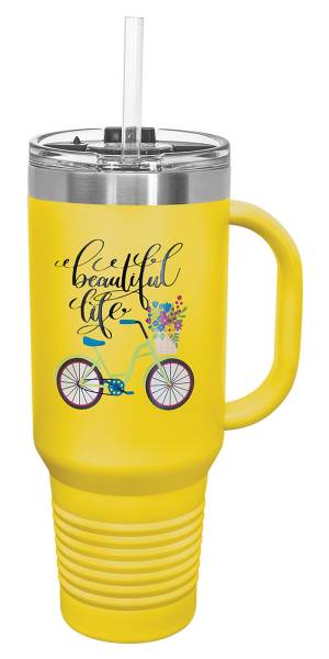 Yellow 40oz Polar Camel Vacuum Insulated Travel Mug with Straw #2