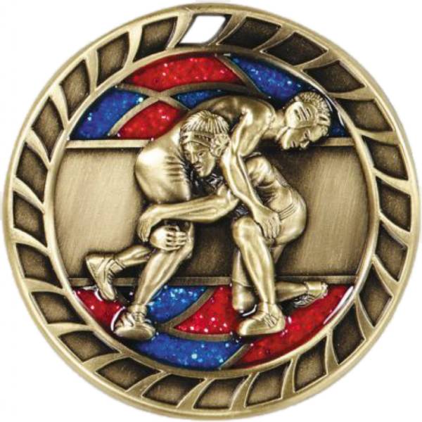 2 1/2" Wrestling Glitter Series Award Medal #2