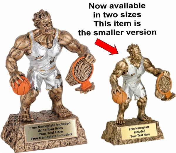 6 3/4" Monster Hand Painted Resin Basketball Trophy #3