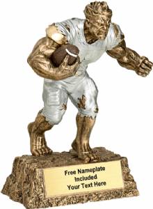 6 3/4" Monster Hand Painted Resin Football Trophy